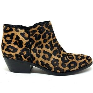 SAM EDELMAN Revolve Petty Leopard Print Ankle Boots Booties Calf Hair - Sz 5.5